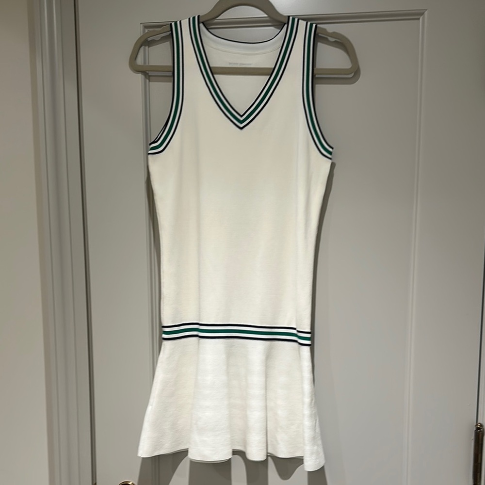 Tory Sport White Tennis/Golf Dress with Green and Black Trim